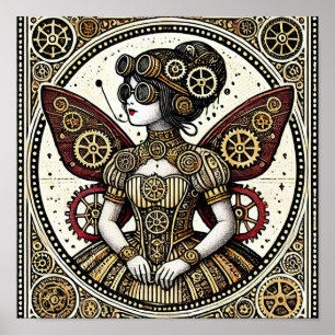 Vintage Steampunk Fairy                            Poster