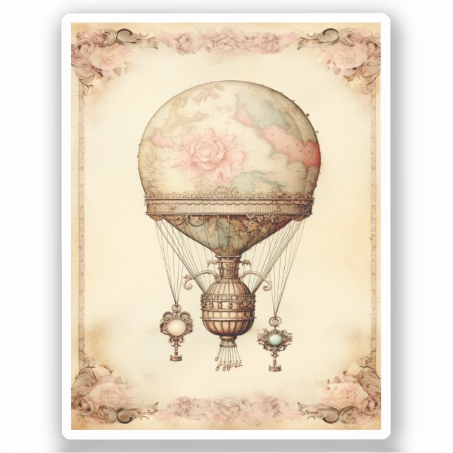 Vintage Steampunk Floral Hot Air Balloon (Front)