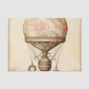 Vintage Steampunk Floral Hot Air Balloon Tissue Paper