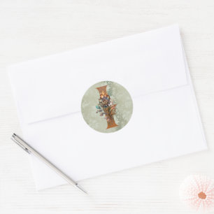 Vintage Steampunk Floral Letter I Classic Round Sticker