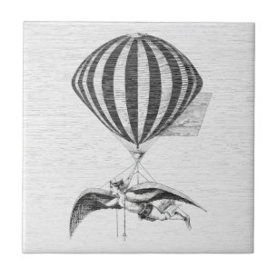 Vintage Steampunk - Flying Man Ceramic Tile