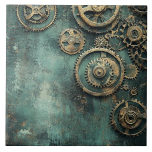 Vintage Steampunk Gears & Clockwork Tile