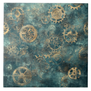 Vintage Steampunk Gears & Clockwork Tile