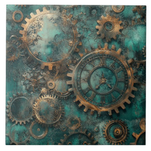 Vintage Steampunk Gears & Clockwork Tile