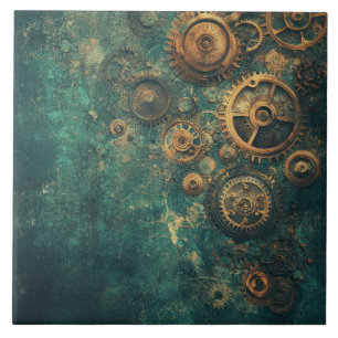 Vintage Steampunk Gears & Clockwork Tile