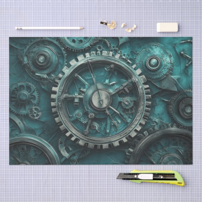 Vintage Steampunk Gears & Clockwork Tissue Paper (Craft)