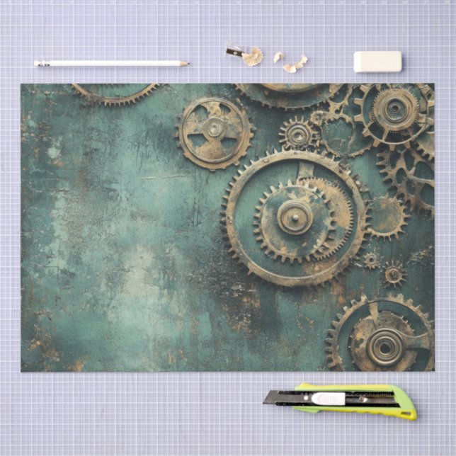 Vintage Steampunk Gears & Clockwork Tissue Paper (Craft)