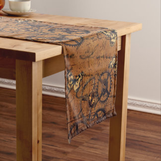 Vintage Steampunk Gears Wallpaper Short Table Runner
