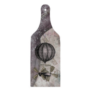 Vintage Steampunk Glam Purple Airship  Cutting Board