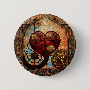 Vintage Steampunk Hearts Wallpaper 2 Inch Round Button
