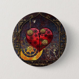 Vintage Steampunk Hearts Wallpaper 2 Inch Round Button