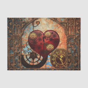 Vintage Steampunk Hearts Wallpaper Tissue Paper
