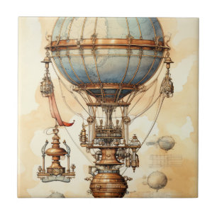 Vintage Steampunk Hot Air Balloon (3) Tile