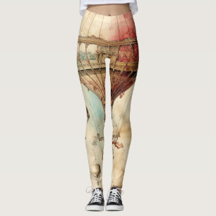 Vintage Steampunk Hot Air Balloon (4) Leggings