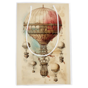 Vintage Steampunk Hot Air Balloon (4) Medium Gift Bag