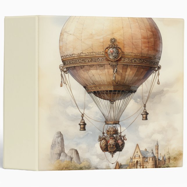 Vintage Steampunk Hot Air Balloon Binder (Front/Spine)