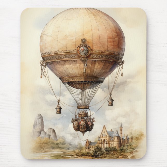 Vintage Steampunk Hot Air Balloon Mouse Pad (Front)