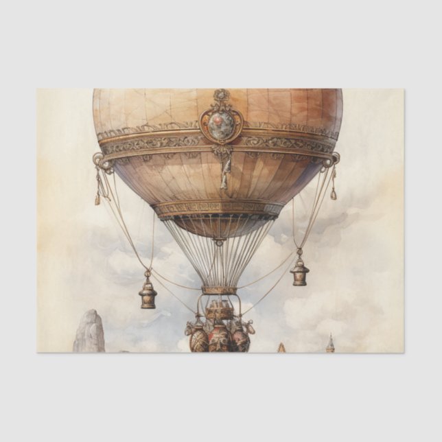 Vintage Steampunk Hot Air Balloon Tissue Paper (Front)