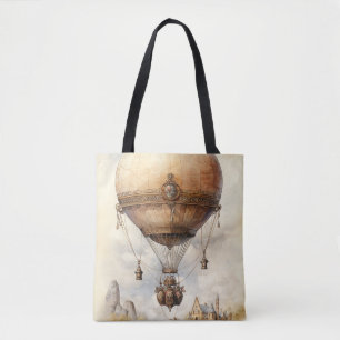 Vintage Steampunk Hot Air Balloon Tote Bag