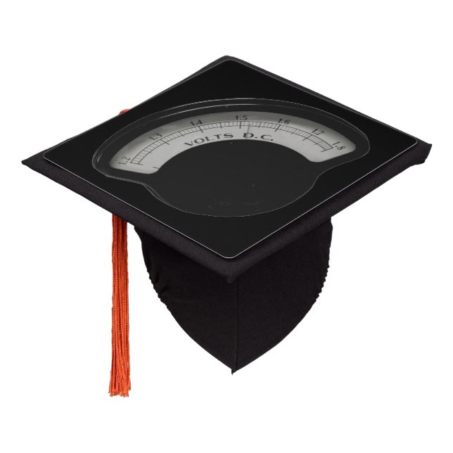 Vintage Steampunk Lab Voltmeter Graduation Cap Topper (Angled)