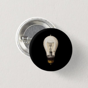 Vintage Steampunk Light Bulb 1 Inch Round Button