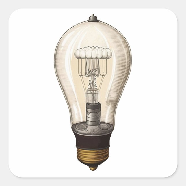 Vintage Steampunk Light Bulb Square Sticker (Front)