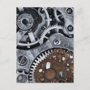 Vintage Steampunk Mechanical Gears Metal Cogwheel Postcard