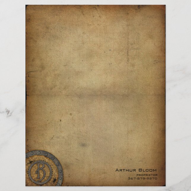 Vintage Steampunk Monogram B Letterhead (Front)