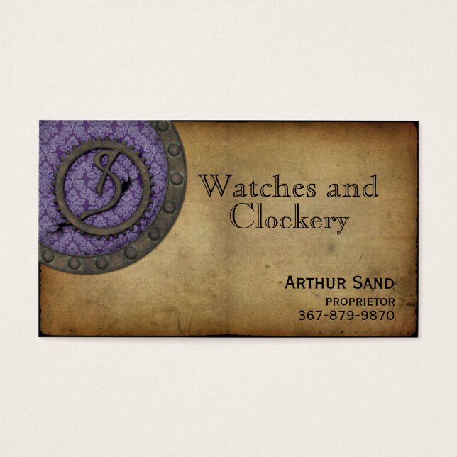 Vintage Steampunk Monogram Purple S (Front)