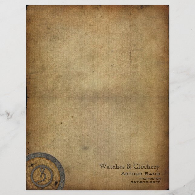 Vintage Steampunk Monogram S Letterhead (Front)