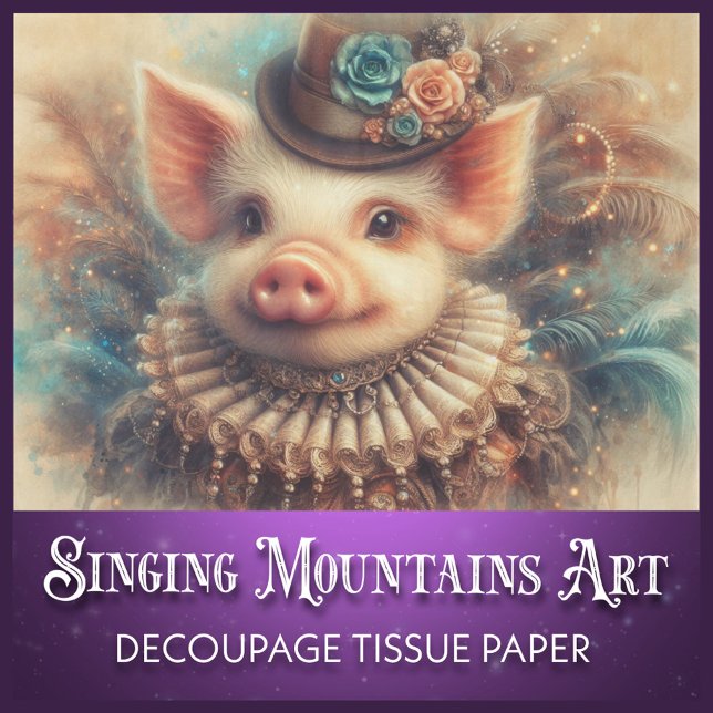 Vintage Steampunk Pig Quirky Decoupage Tissue Paper (Creator Uploaded)