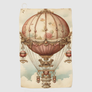 Vintage Steampunk Pink Hot Air Balloon Golf Towel