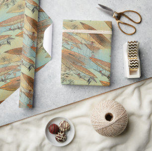 Vintage Steampunk Style Airships in Flight Pattern Wrapping Paper