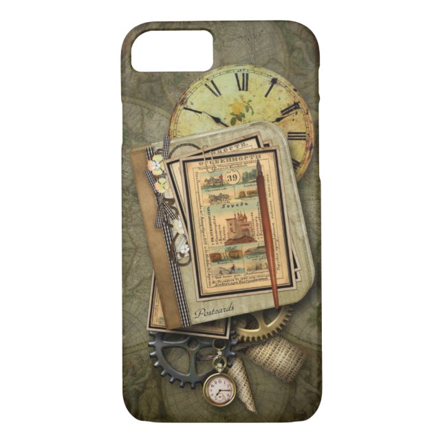 Vintage Steampunk Travel iPhone 7 coque (Dos)
