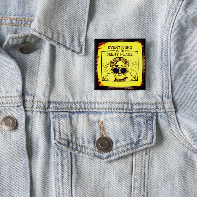 Vintage Steampunk Vision Patch 2 Inch Square Button (In Situ)