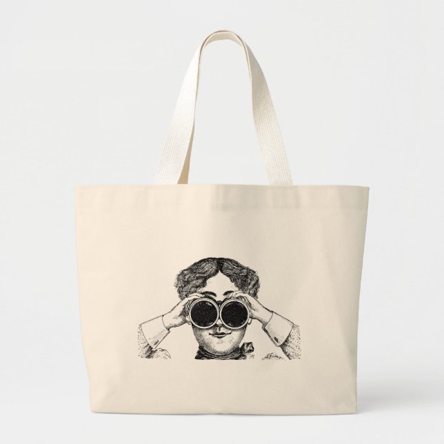 Vintage Steampunk Woman Large Tote Bag (Front)
