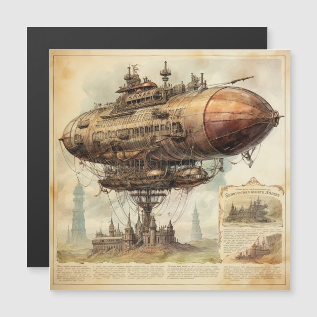 Vintage Steampunk Zeppelin (10) (Front/Back)