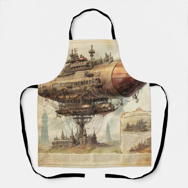 Vintage Steampunk Zeppelin (10) Apron (Front)