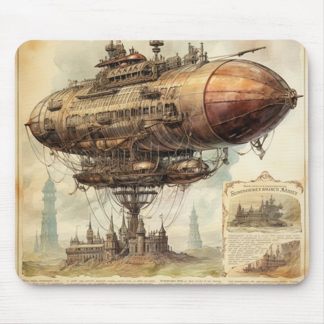 Vintage Steampunk Zeppelin (10) Mouse Pad (Front)