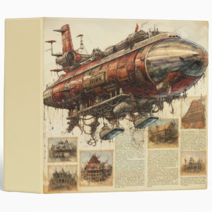Vintage Steampunk Zeppelin (11) Binder