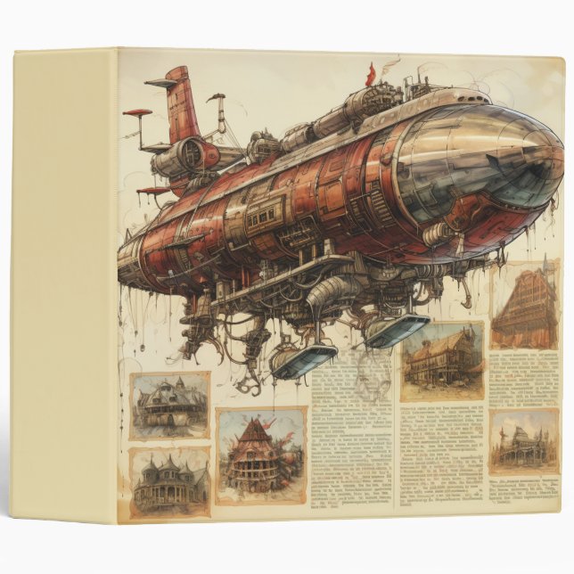 Vintage Steampunk Zeppelin (11) Binder (Front/Spine)