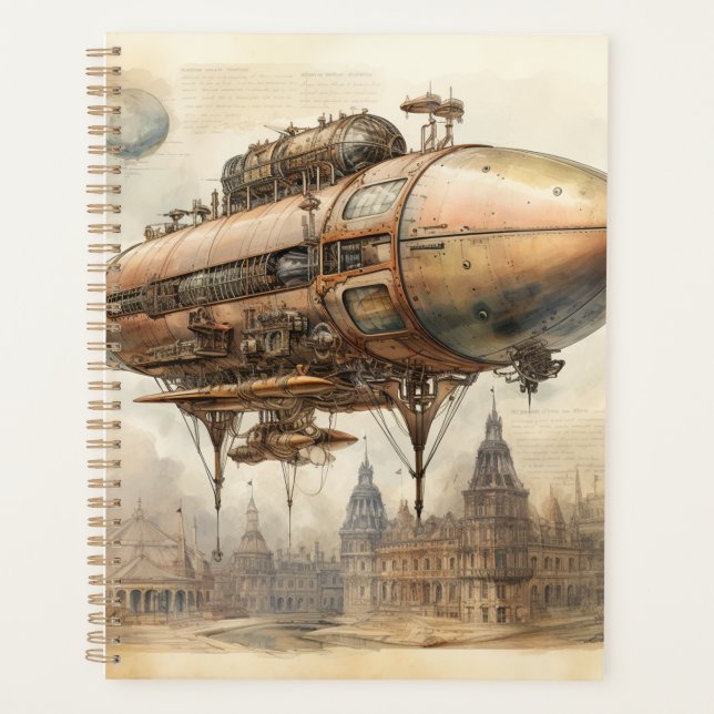 Vintage Steampunk Zeppelin (12) Planner (Front)