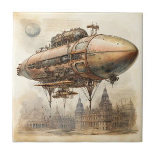 Vintage Steampunk Zeppelin (12) Tile