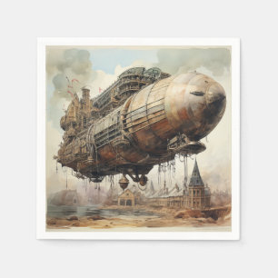 Vintage Steampunk Zeppelin (2) Napkin