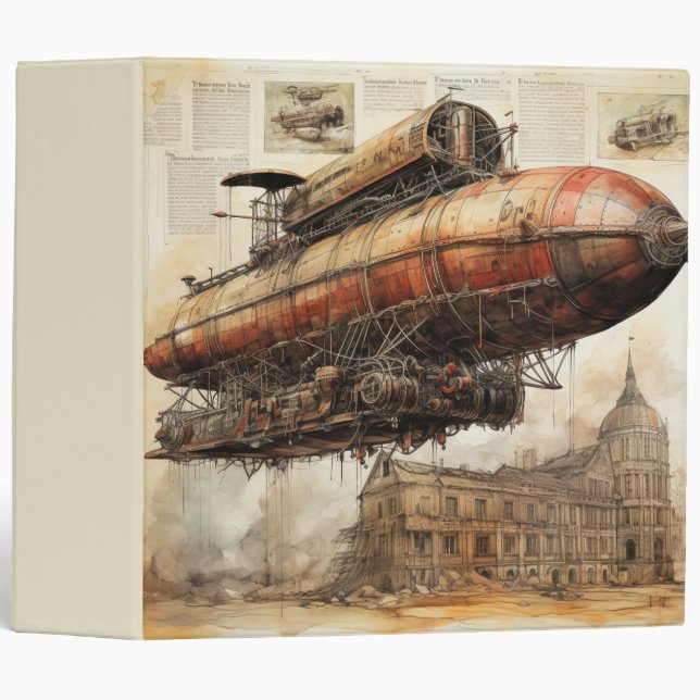 Vintage Steampunk Zeppelin (3) Binder (Front/Spine)