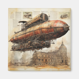 Vintage Steampunk Zeppelin (3) Magnet