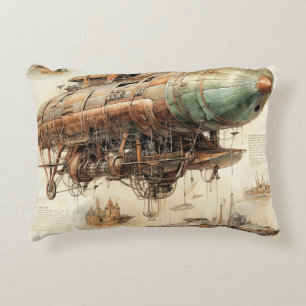 Vintage Steampunk Zeppelin (4) Accent Pillow