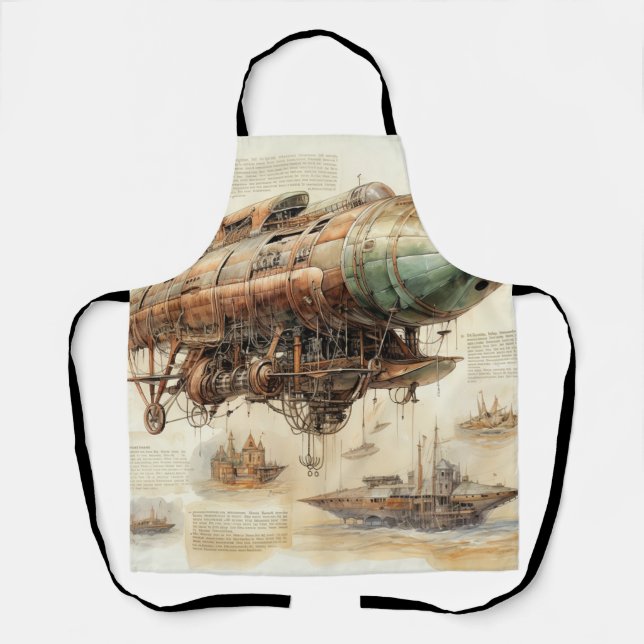 Vintage Steampunk Zeppelin (4) Apron (Front)