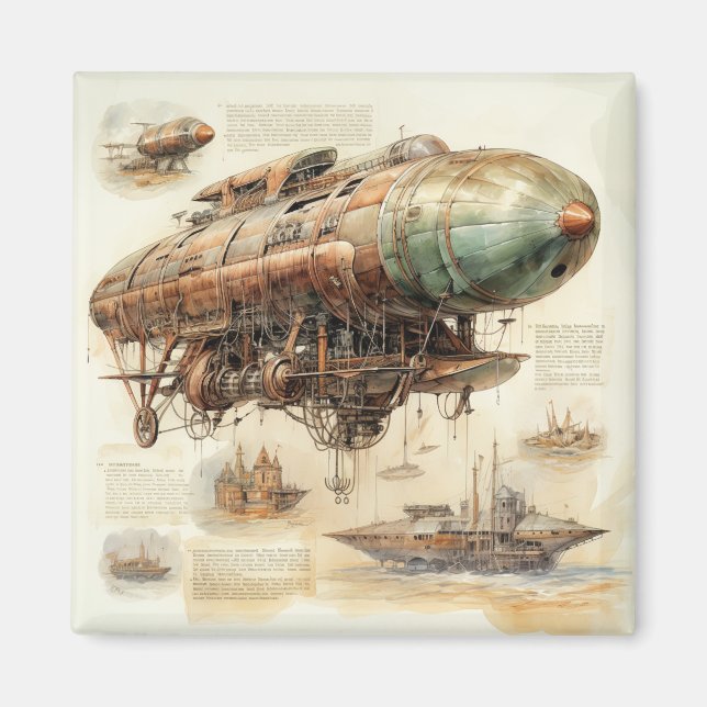 Vintage Steampunk Zeppelin (4) Magnet (Front)