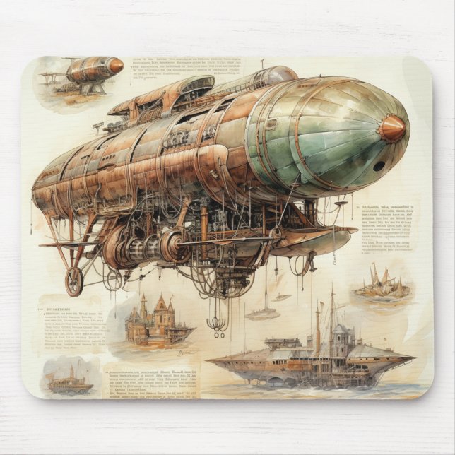 Vintage Steampunk Zeppelin (4) Mouse Pad (Front)